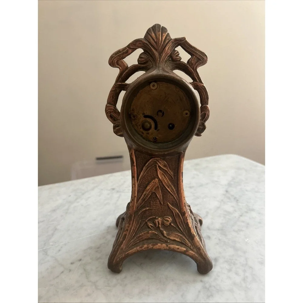 Antique Art Nouveau Figural Lady Mantel Clock New Haven c1900 Not Tested